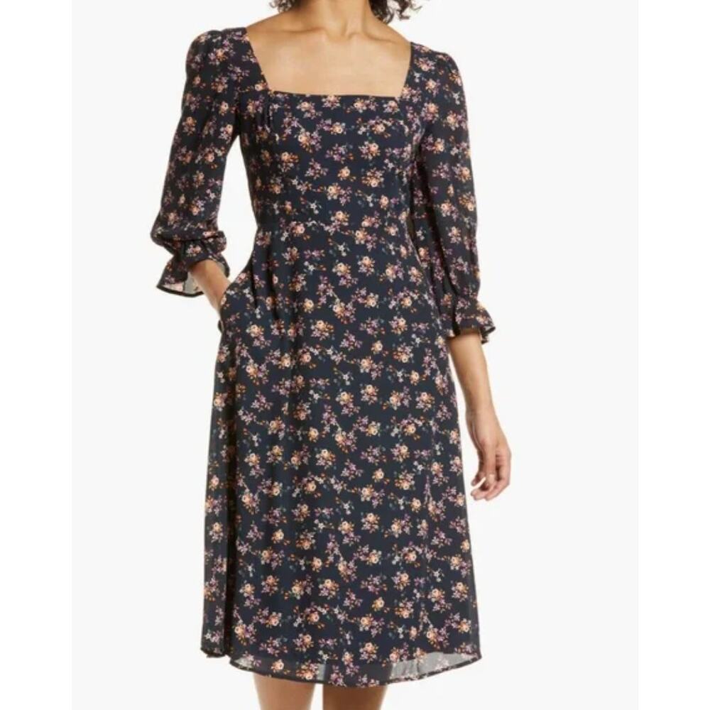 Julia Jordan Floral Bell Sleeve Midi Dress womens size 2